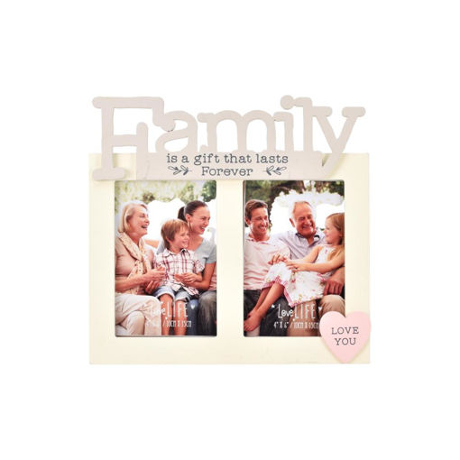 Picture of LOVE  LIFE DOUBLE PHOTO FRAME - FAMILY - 10CM X 15CM